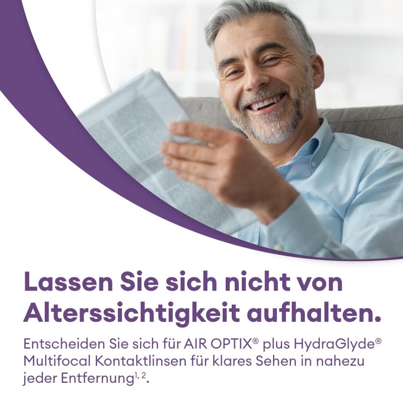 AIR OPTIX plus HydraGlyde Multifocal | 3er Box | Addition HI(MAX ADD+2,50)