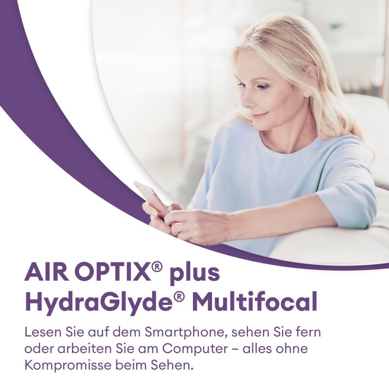 AIR OPTIX plus HydraGlyde Multifocal | 6er Box | Addition HI(MAX ADD+2,50)